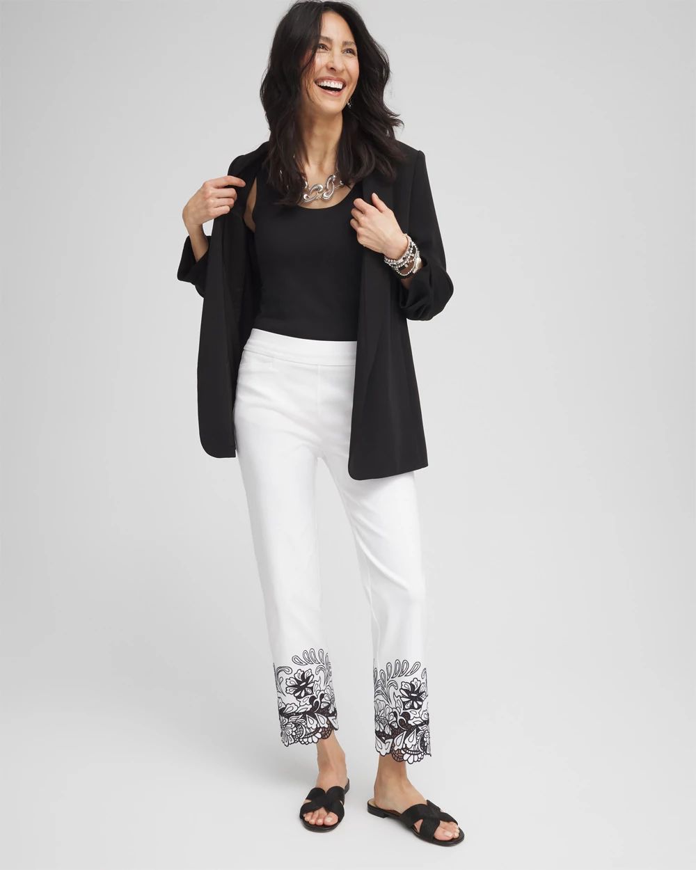 こちやん Brigitte™ Lace Embroidered Cropped Pants | Chico's